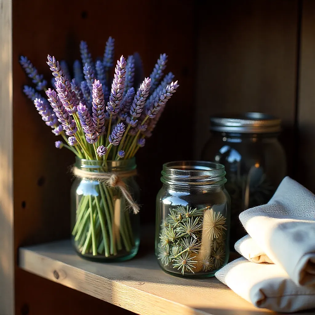 Bouquets of dried lavender arranged in decorative style