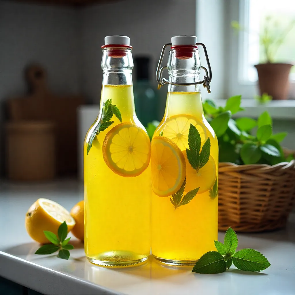 Glass bottles containing citrus-infused elements